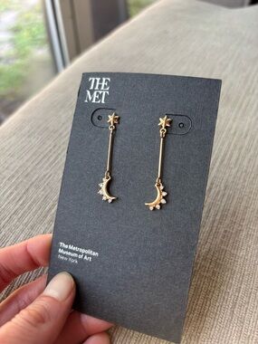 Crescent Moon & Star Drop Earrings